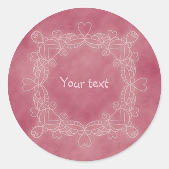 rosa Doodle-Design Runder Aufkleber (Vorderseite)