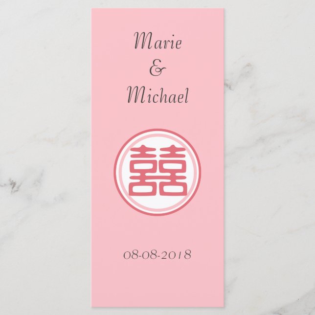 Rosa Doppelglücke - Runde Menükarte (Vorderseite)