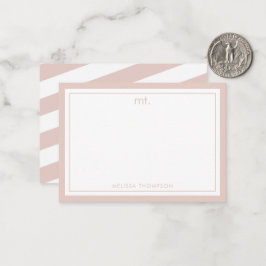 Rosa Doppelgrenzenlose Moderne Monogramm Streifen Mitteilungskarte