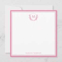 Rosa Doppelgrenzenlose Wappen Monogramm Mitteilungskarte