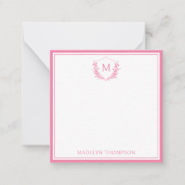 Rosa Doppelgrenzenlose Wappen Monogramm Mitteilungskarte