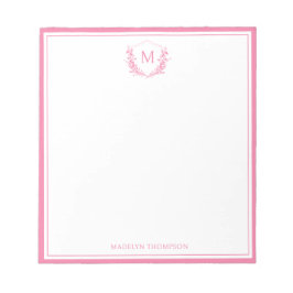 Rosa Doppelgrenzenloses Wappen Klassisches Monogra Notizblock