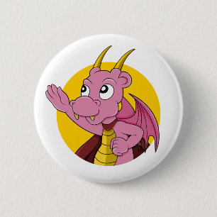 Rosa Drache Cartoon Button