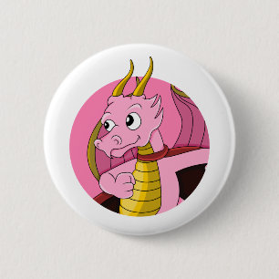 Rosa Drache Cartoon Button