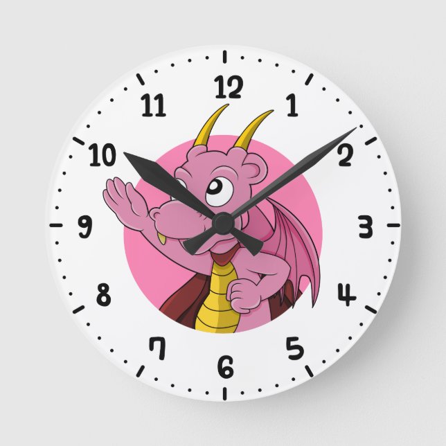 Rosa Drache Cartoon rund um die Uhr (Vorderseite)