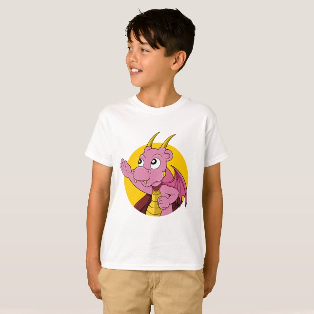 Rosa Drache Cartoon T-Shirt (Vorne ganz)