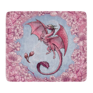 Rosa Drache der Frühlings-Natur-Fantasie-Kunst Schneidebrett