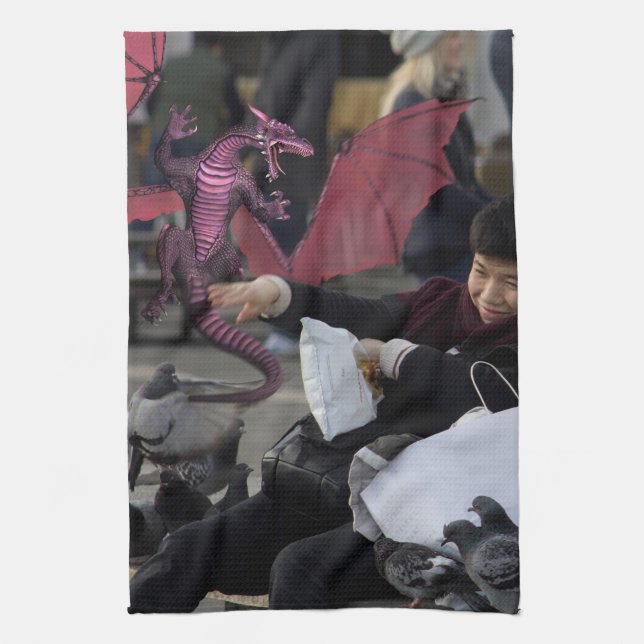 Rosa Drache in Venedig Italien Geschirrtuch (Vertikal)