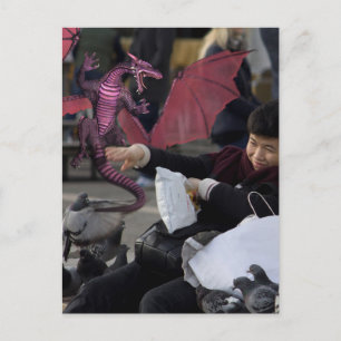 Rosa Drache in Venedig Italien Postkarte