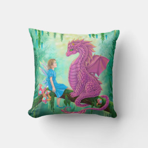 Rosa Drache und Fee Kissen