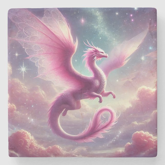 Rosa Dragon Steinuntersetzer (Vorderseite)