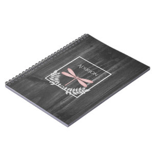 Rosa Dragonfly Rustikales Personalisiertes Noteboo Notizblock