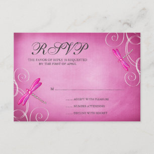 Rosa Dragonfly-Wirbel Hochzeit-RSVP-Antwortkarte RSVP Karte