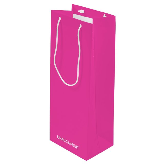 Rosa Dragonfruit Geschenktüte Für Weinflaschen (Vorderseite Schrägansicht)