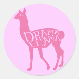 Rosa Drama-Lama Runder Aufkleber