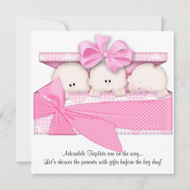 Rosa Dreiergruppe-Babyparty-Einladungs-Mitteilung Einladung (Vorderseite)