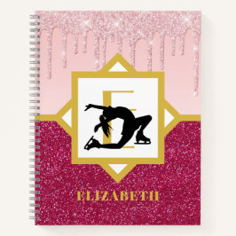 Rosa Drilling Glitzer Abbildung Skater Ice Dancer Notizbuch