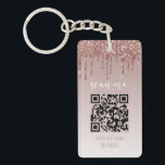 Rosa Drilling Glitzer QR Code Business Schlüsselanhänger<br><div class="desc">Blush Pink Dripping Glitzer QR Code Business Schlüsselanhänger Diese trendige,  gürtelige und moderne Rose Gold tropfen Glitzer Visitenkarte ist die perfekte Ergänzung zu Ihren kleinen Werbeartikeln.</div>