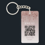 Rosa Drilling Glitzer QR Code Business Schlüsselanhänger<br><div class="desc">Blush Pink Dripping Glitzer QR Code Business Schlüsselanhänger Diese trendige,  gürtelige und moderne Rose Gold tropfen Glitzer Visitenkarte ist die perfekte Ergänzung zu Ihren kleinen Werbeartikeln.</div>