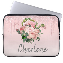 Rosa Driving Glitzer Blush Pink Bläschen Blumenstr Laptopschutzhülle