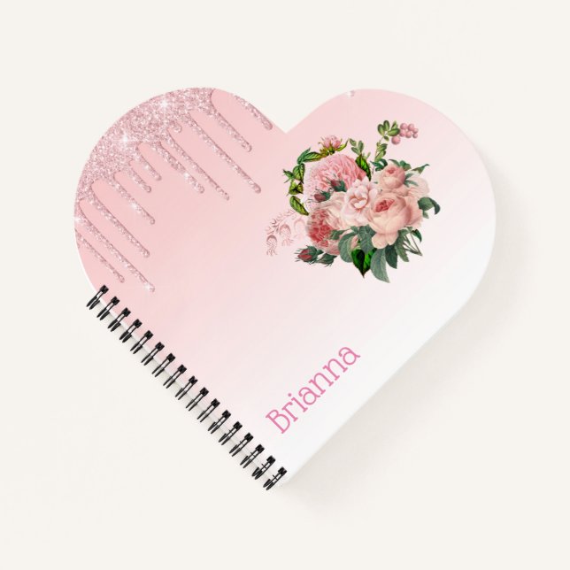 Rosa Driving Glitzer Blush Pink Bläschen Blumenstr Notizbuch (Vorderseite)