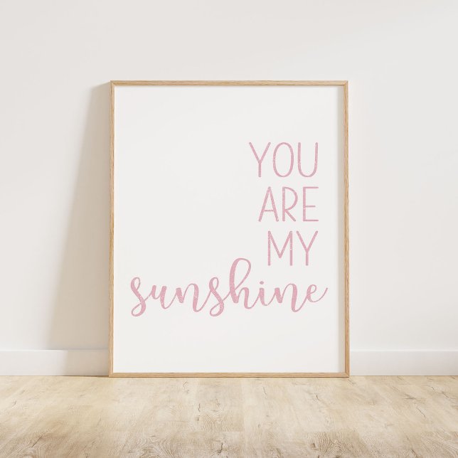 Rosa, du bist mein Sonnenschein Poster (You Are My Sunshine, a minimalist typography quote in a pink distressed texture)