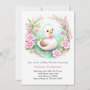 Rosa Duck Enchanted Watercolor Girl Babydusche Einladung