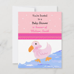 Rosa Ducky Baby Duwer Einladung