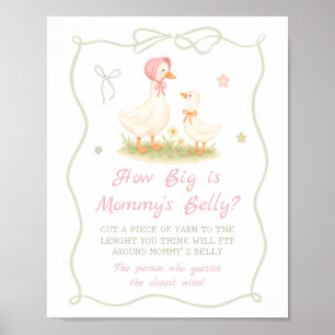 Rosa Dumme Gans Baby-Party Wie groß ist ihr Bauch Poster