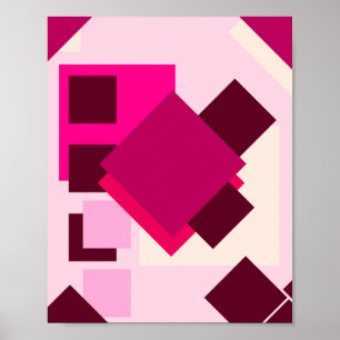 rosa, dunkelgeometrische abstrakte Quadrate Poster