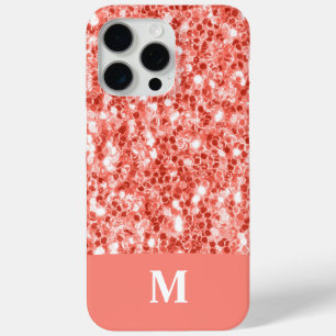 Rosa dunkle Korallen Glitzer Glitzern Monogram Case-Mate iPhone Hülle