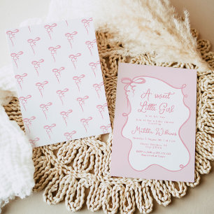 Rosa Duschbrust-Mädchen-Babydusche Einladung