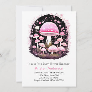 Rosa Dusche aus dem bezauberten Wald Mushroom Girl Einladung
