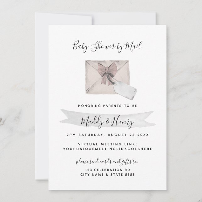 Rosa Dusche per Mail Virtual Long Distance Einladung (Vorderseite)