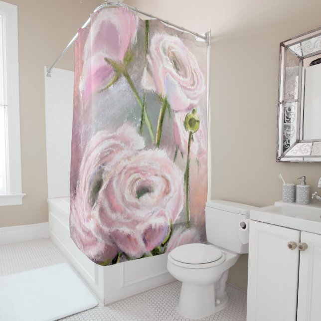 Rosa Duschvorhang - Malerei (Beispiel)
