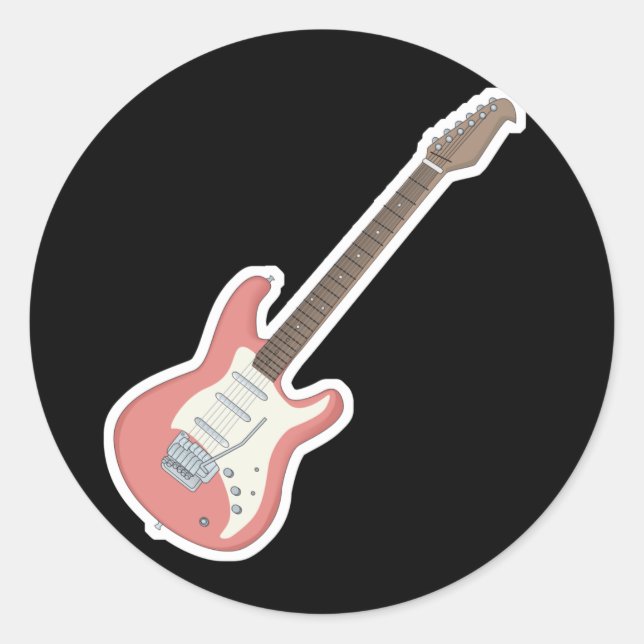 rosa E-Gitarre Runder Aufkleber (Vorderseite)
