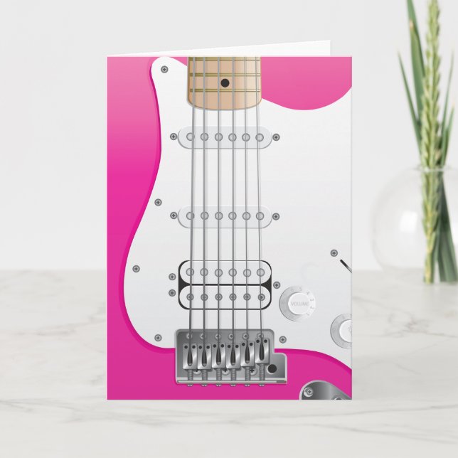 Rosa E-Gitarren-Gruß-Karte Karte (Vorderseite)