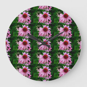 Rosa Echinacea-Uhr Große Wanduhr