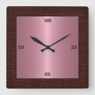 Rosa Edelstahl-moderne Leinwand-Grenze Quadratische Wanduhr