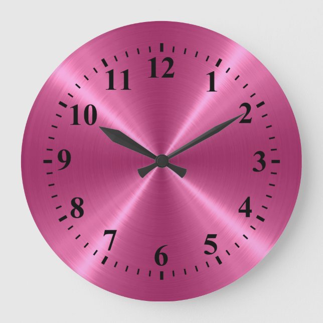 Rosa Edelstahlmetall Große Wanduhr (Vorderseite)