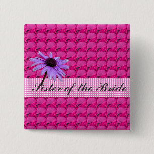 Rosa Edelsteine und dunkle Blume Button