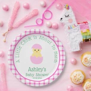 Rosa Ei Kleines Küken zum Schlüpfen Mädchen Baby S Pappteller