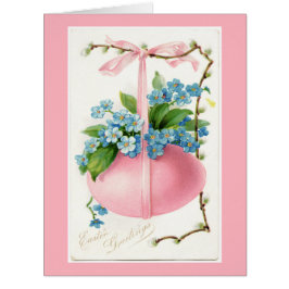 Rosa Ei und Blume Ostergroße Grußkarte