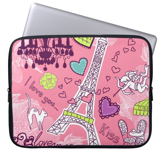Rosa Eiffel-Turm-Liebe-Paris Frankreich Laptopschutzhülle (Vorderseite)