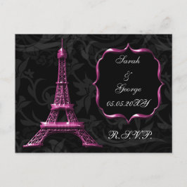 Rosa Eiffelturm Französisch Wedding Rsvp Einladungspostkarte