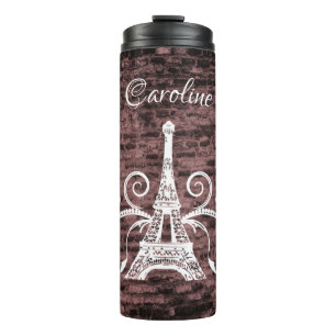 Rosa Eiffelturm Grunge Thermal Tumbler Thermosbecher