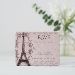 Rosa Eiffelturm Hochzeit RSVP Karte