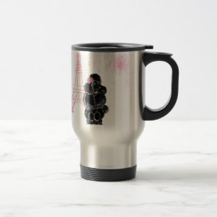 Rosa Eiffelturm und Schwarzes Poodle Reisebecher