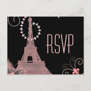 Rosa eiffelturm Vintage Paris Hochzeit rsvp Einladungspostkarte