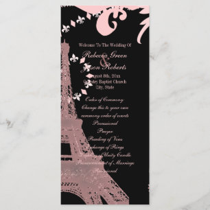 Rosa eiffelturm Vintage Paris Hochzeitsprogramme Programm